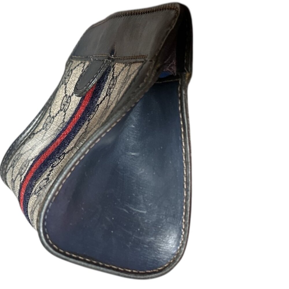 Authentic Vintage Gucci Sherry line Clutch Bag With Navy and Red Web Stripes - Picture 6 of 11